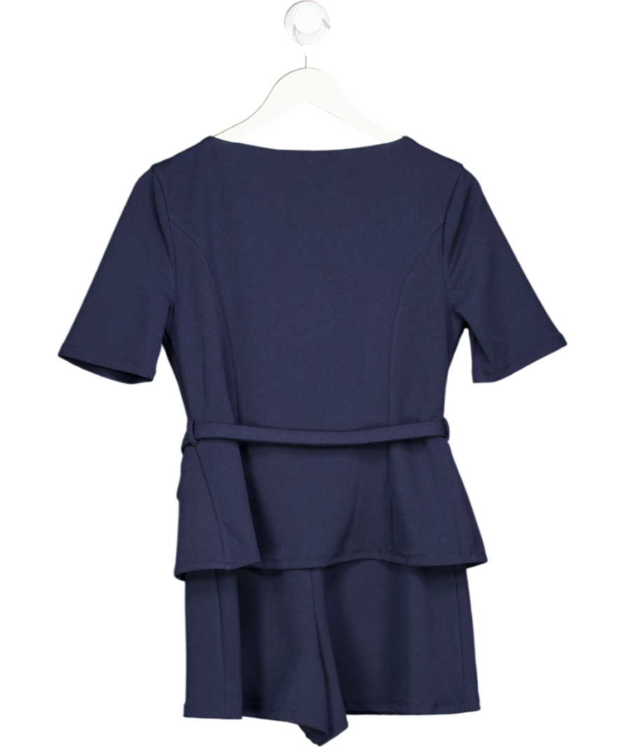 River Island Blue Navy Slash Neck Peplum Playsuit UK S