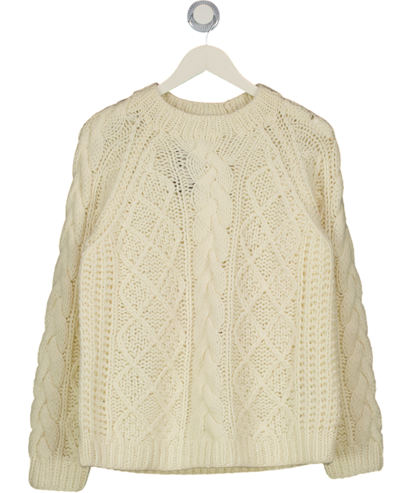 GERARD DAREL Cream 100% Lambswool Cable Knit Jumper T3 UK L