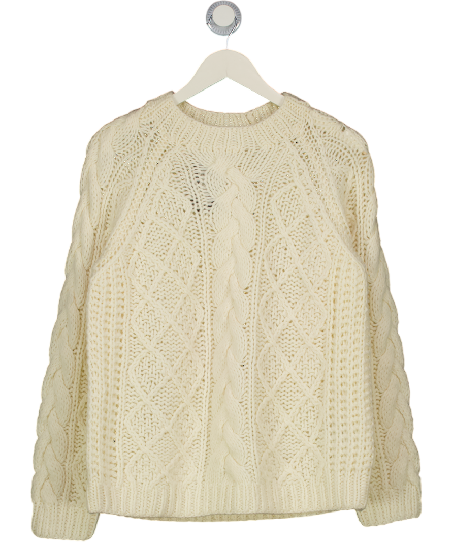 GERARD DAREL Cream 100% Lambswool Cable Knit Jumper T3 UK L