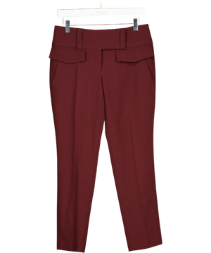 Alexander McQueen Burgundy Red Crepe Wool Trousers It38 UK 6