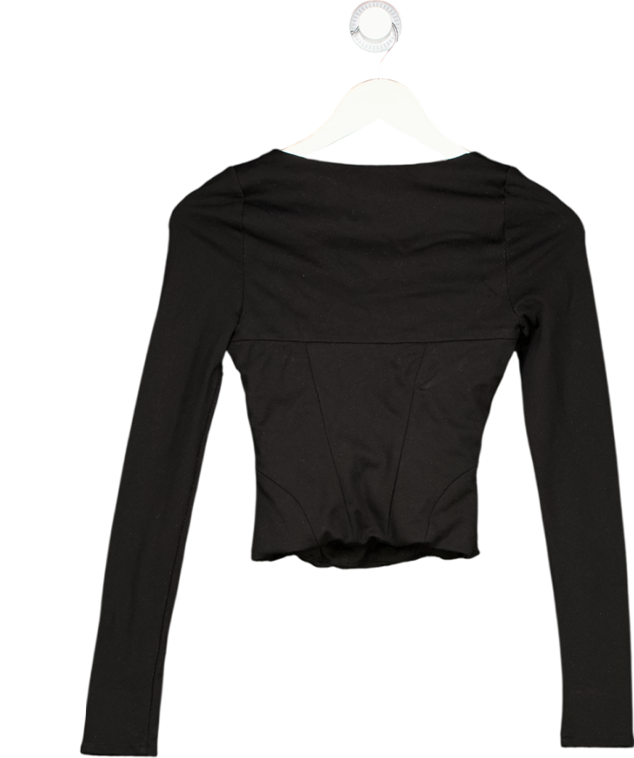 House of CB Black Long Sleeve Boned Corset Top UK XS