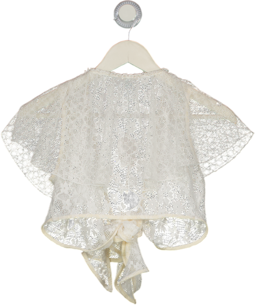 MY BEACHY SIDE White Lace Tie Front Lotus Top UK S