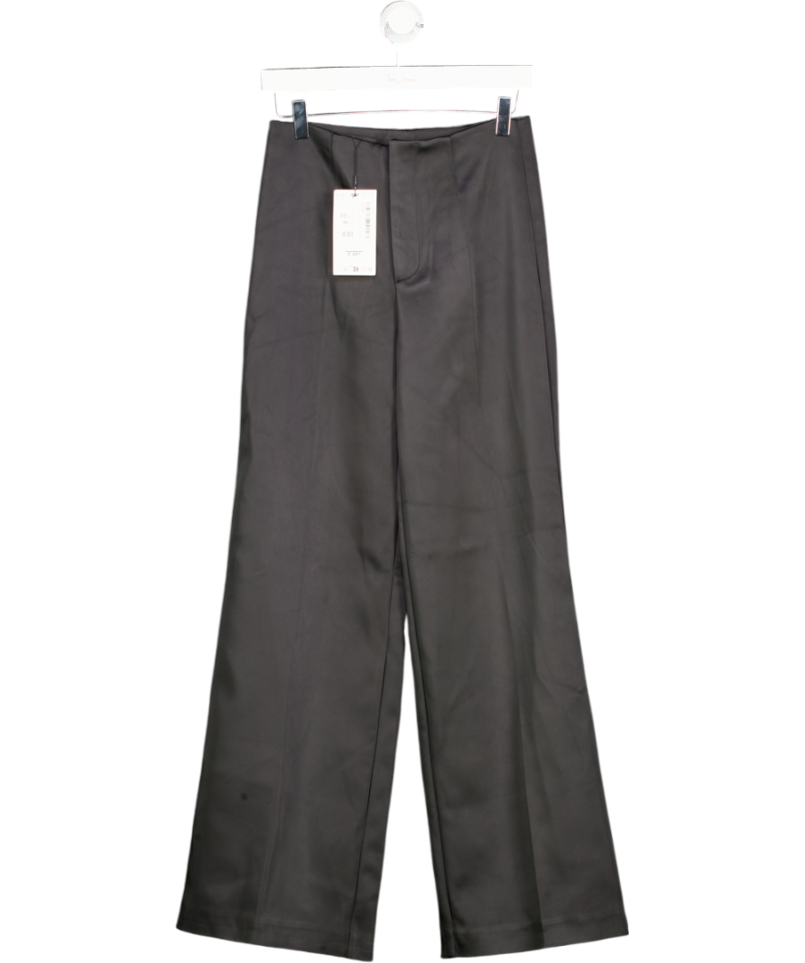 ZARA Black High-waist Satin Trousers UK XS