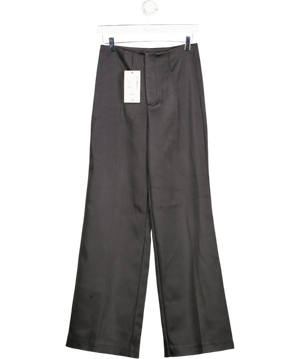 ZARA Black High-waist Satin Trousers UK XS