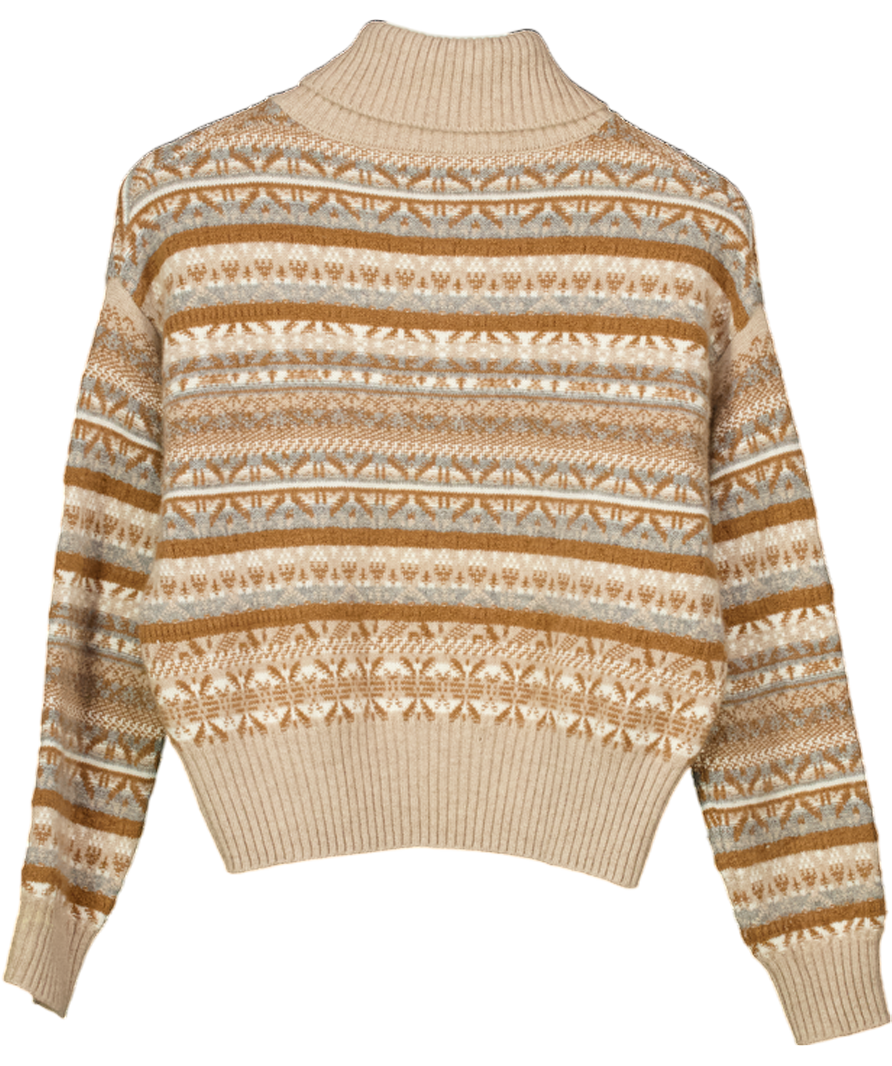 LILYSILK Beige Fair Isle Cashmere Pullover UK XS