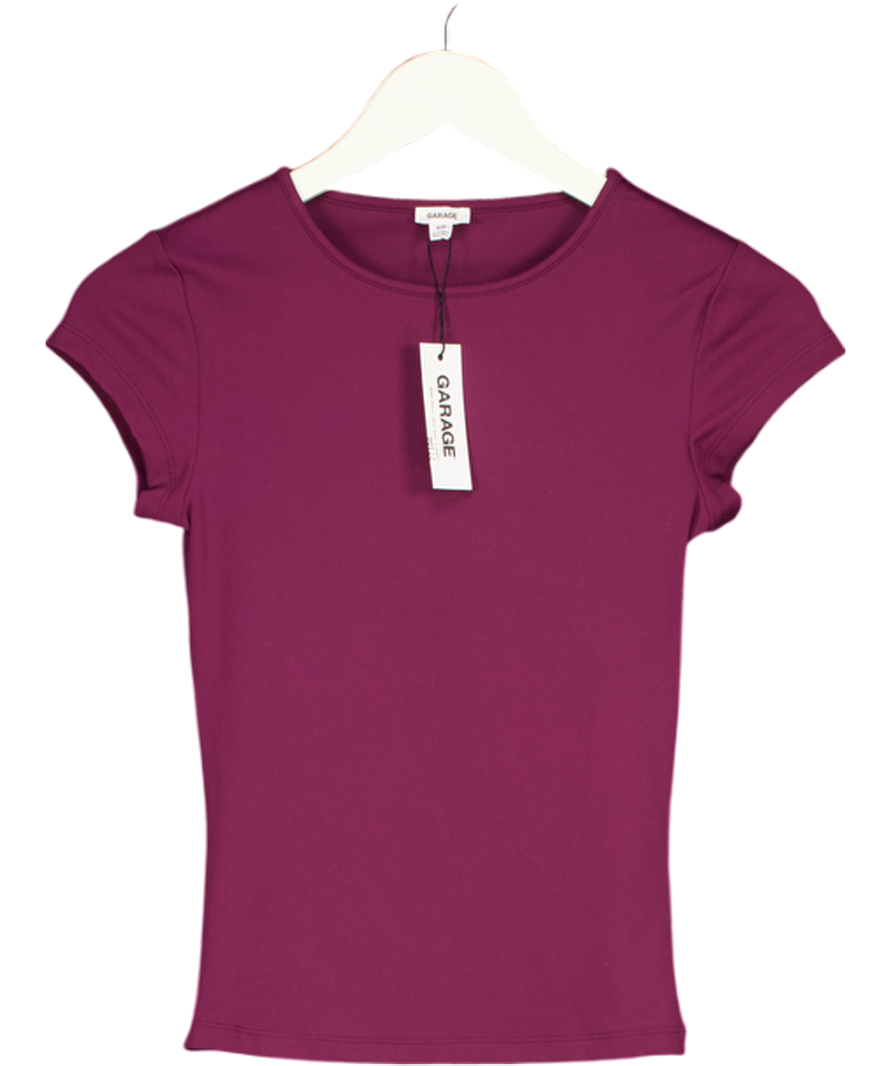 GARAGE Fig Purple Sleek Crewneck T-shirt UK S
