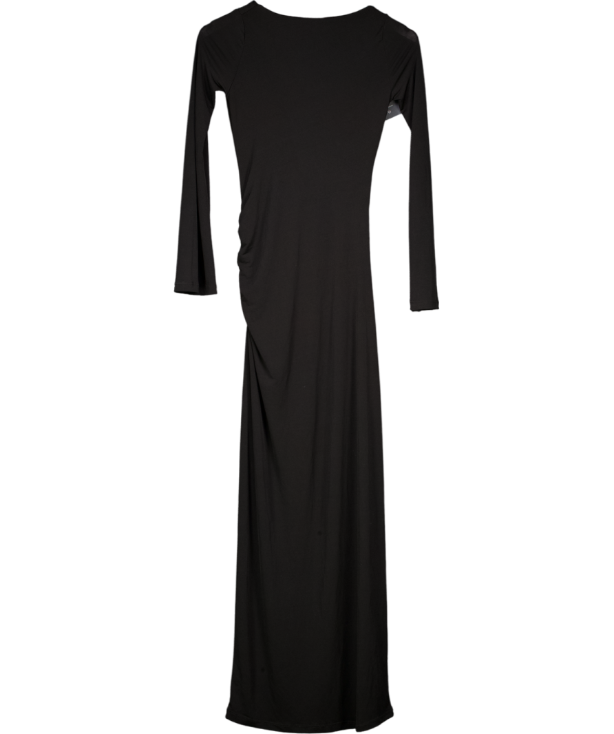 PRETTY LAVISH Black Bell Sleeve Slash Neck Maxi Dress UK 8