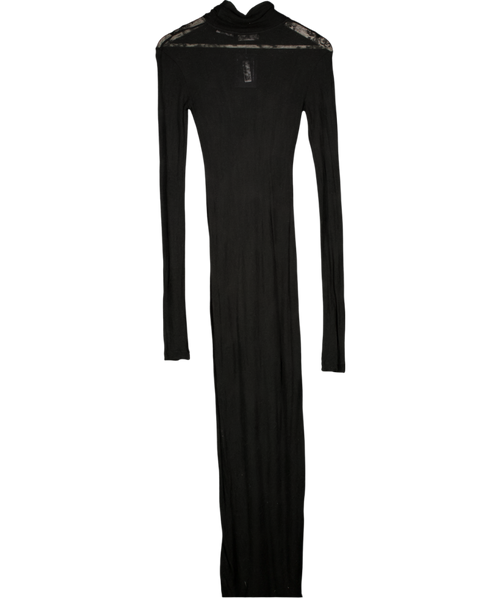 BITE STUDIOS Black High Neck Sheer Lace Maxi Dress UK S