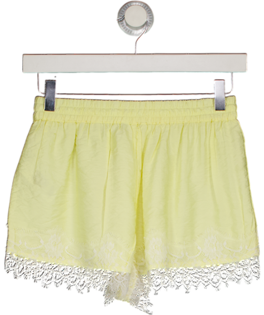 RIVER ISLAND Yellow Lace Trim Shorts UK XS