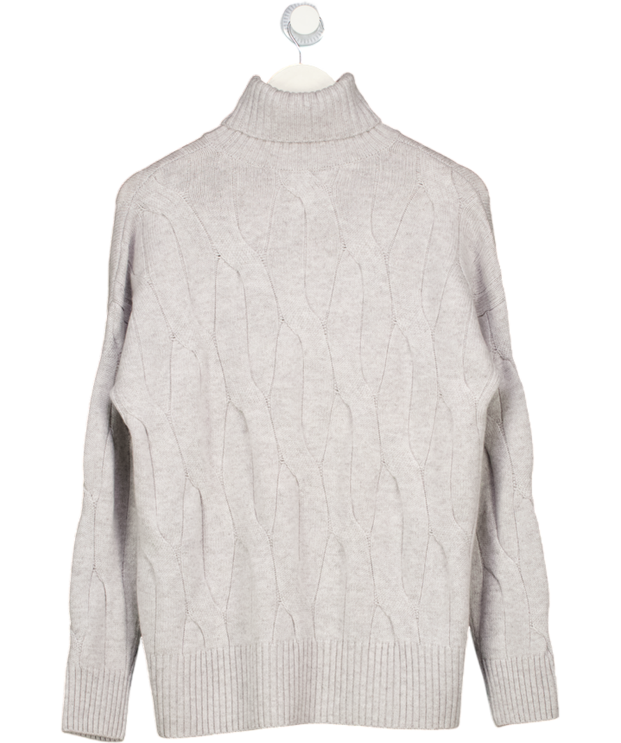 J. MCGLAUGHLIN Grey Wool & Cashmere Blend Cable Knit Jumper UK M