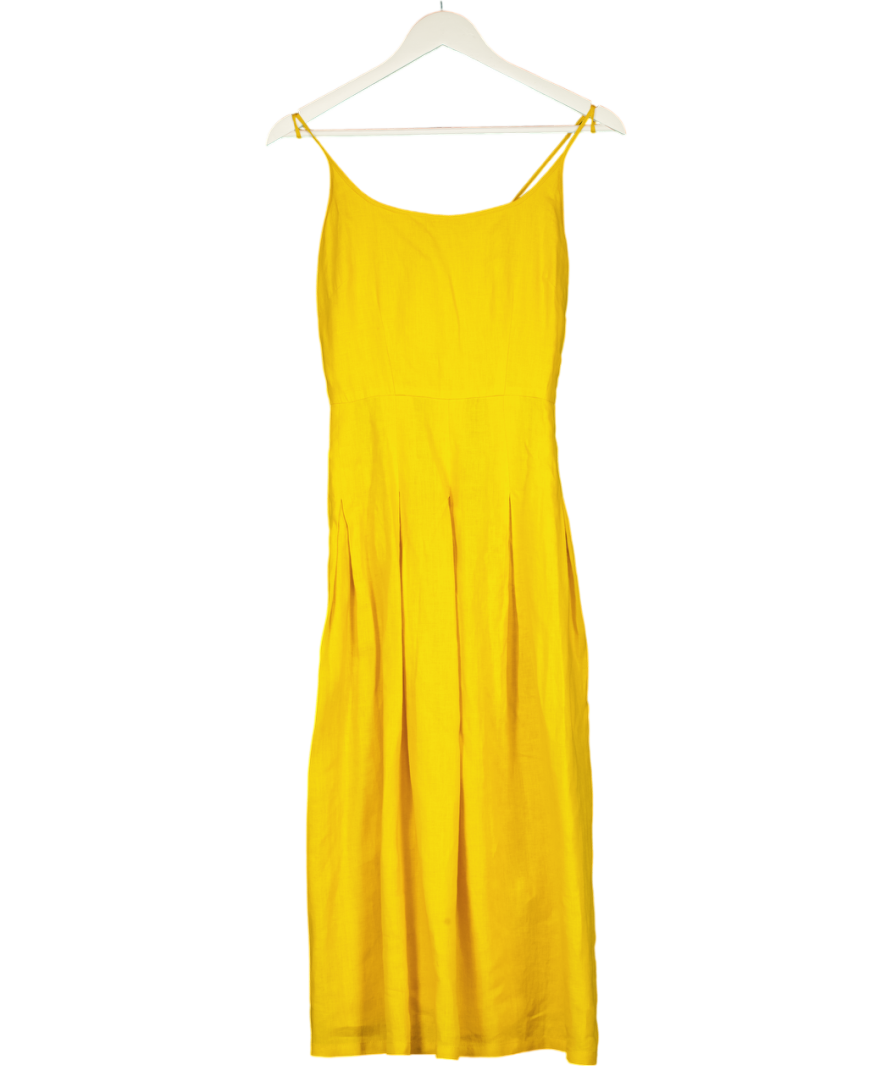 WHISTLES Yellow Duffy Linen Strappy Dress UK 8