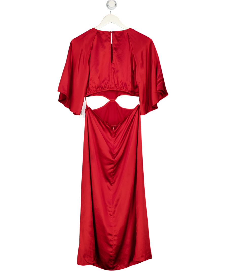 REFORMATION Dark Red 100% Silk-satin Midi Dress UK 8