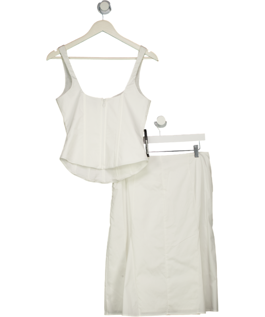 WHITE FOX White 2-piece Empire Energy Bustier Top (uk M) And Midi Skirt Set UK S/M