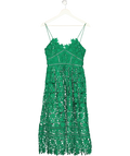 SELF PORTRAIT Emerald Green Azaelea Floral-embroidered Woven Midi Dress UK 10