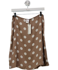 JINNIPICK Beige / White Polka Dot Sheer Mini Slip Skirt UK M