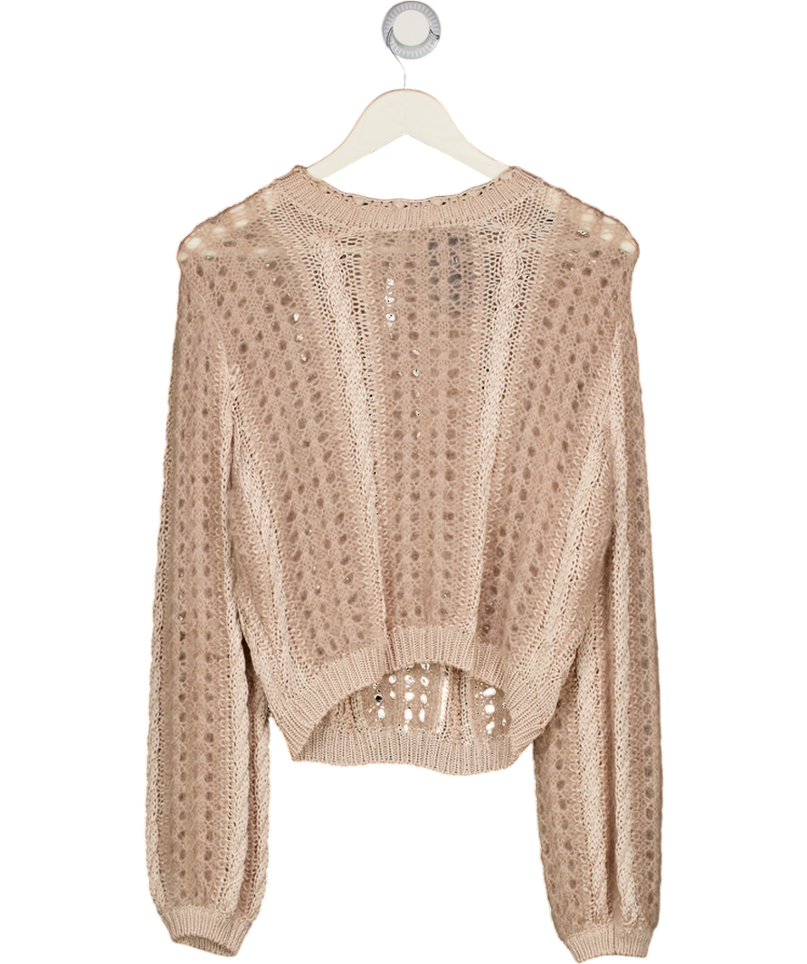 FRAME Femme Cable Mix Sweater In Blush Pink UK M