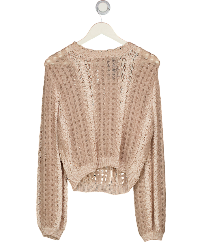FRAME Femme Cable Mix Sweater In Blush Pink UK M