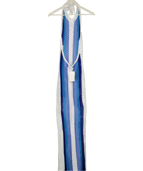 Aria Cove White & Blue Bethany Knitted Maxi Dress UK 8