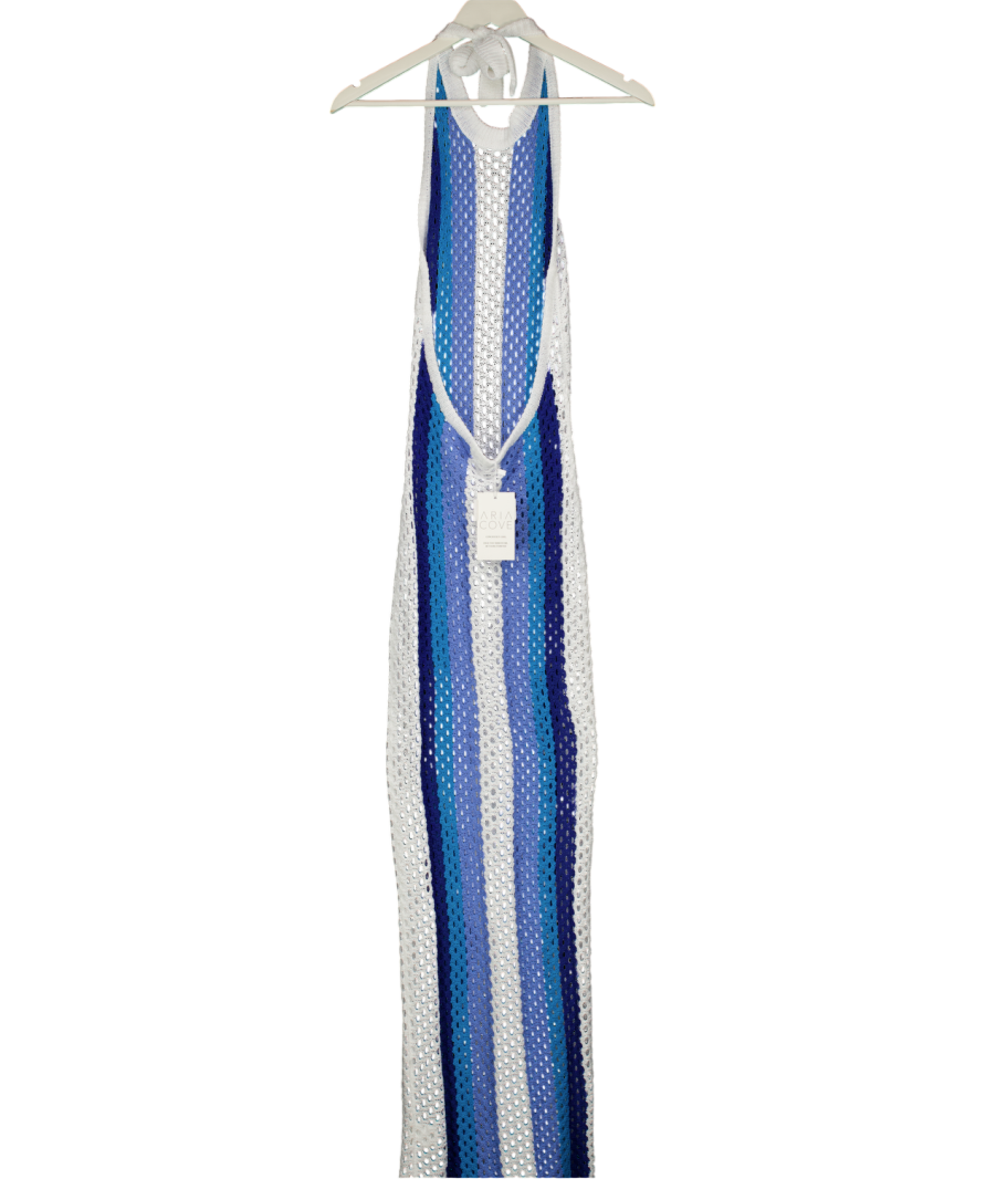 Aria Cove White & Blue Bethany Knitted Maxi Dress UK 8