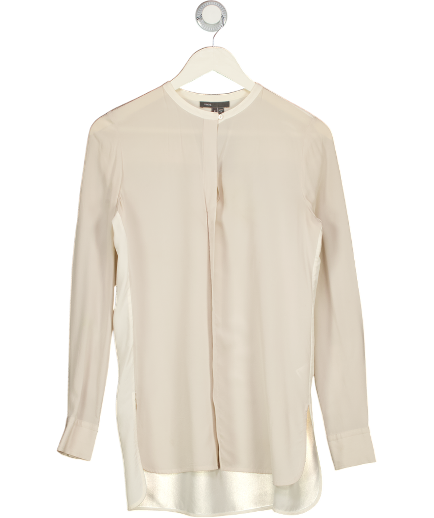 VINCE Ivory White Relaxed-fit Silk Blouse Us 4 UK 8