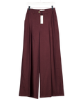 COMMENSE Burgundy Red Wide Leg Pleated Trousers UK S