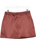 PRETTY LAVISH Burgundy / Brown Satin Mini Skirt UK 10