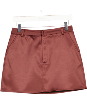 PRETTY LAVISH Burgundy / Brown Satin Mini Skirt UK 10