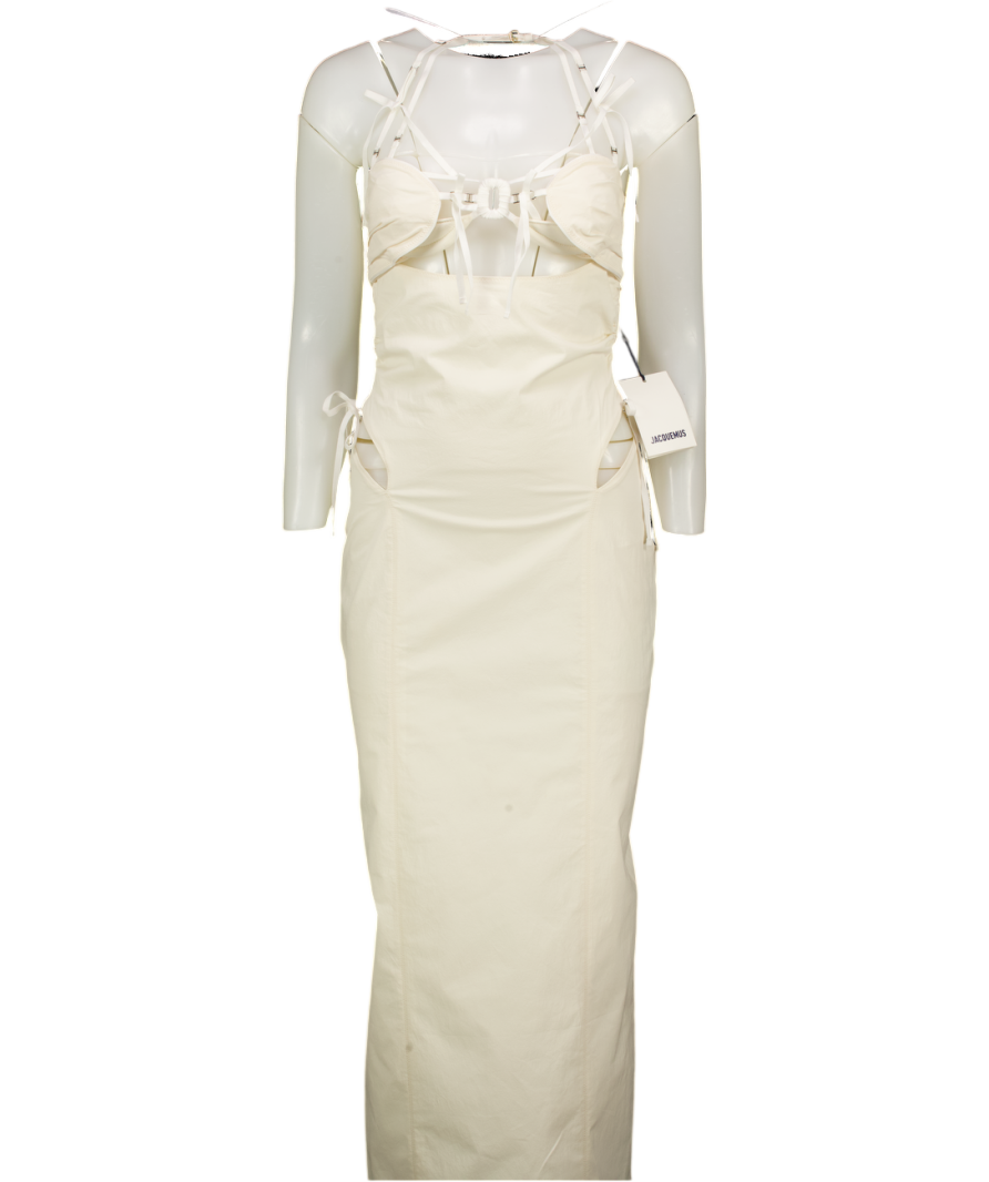 JACQUEMUS White Off-white Le Chouchou 'la Robe Ruban' Maxi Dress Fr34 UK 6
