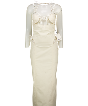 JACQUEMUS White Off-white Le Chouchou 'la Robe Ruban' Maxi Dress Fr34 UK 6