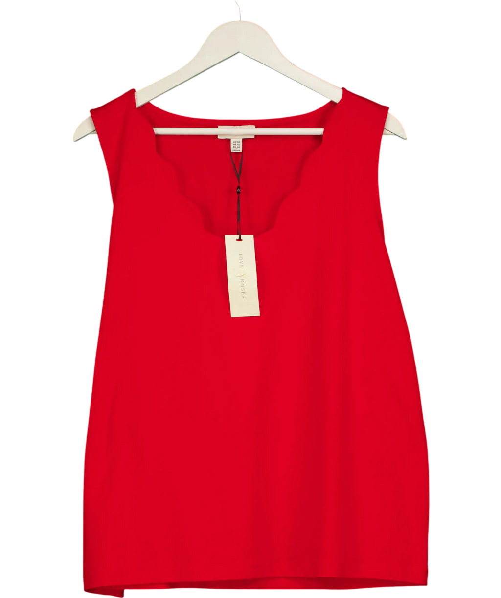 LOVE & ROSES Red Short Sleeve Sweetheart Top UK 20