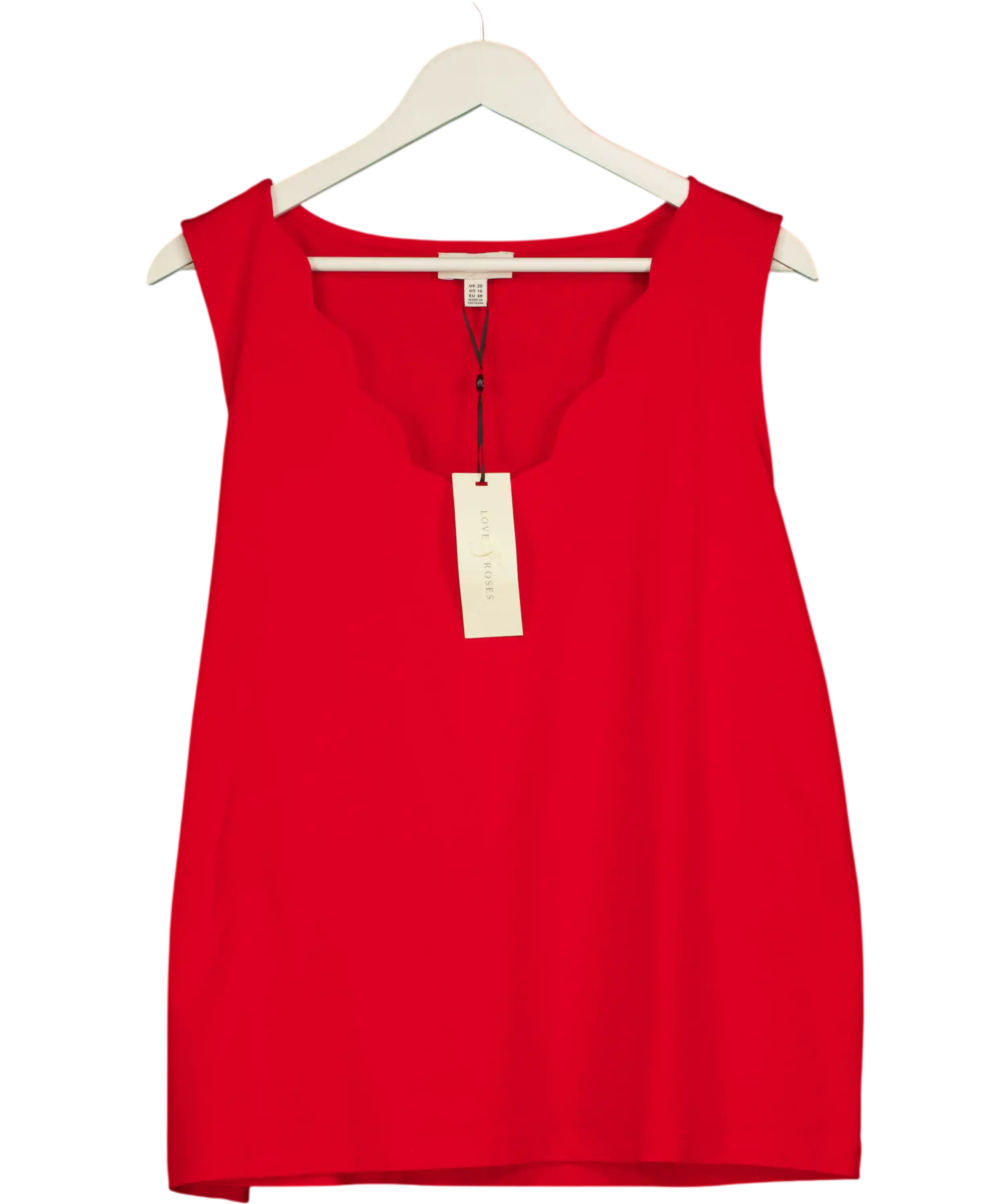 LOVE & ROSES Red Short Sleeve Sweetheart Top UK 20