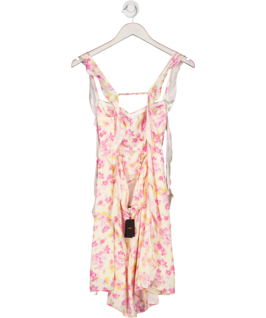 Maje Cream Imprime Fleur Rose dress UK 8