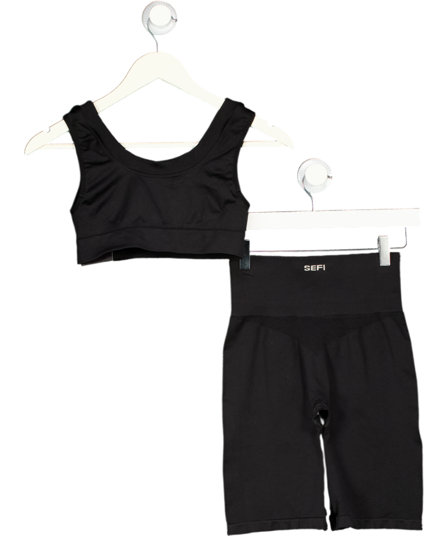 SEFI 2-piece Black Activewear Bike Shorts & Bra Top UK XS/S