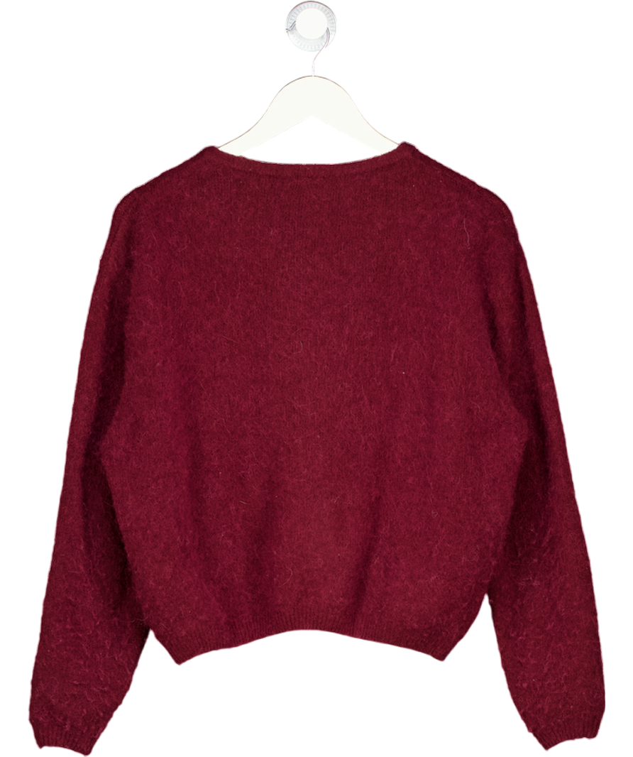 AMERICAN VINTAGE Burgundy Red  Vitow Supersoft  Round-neck Alpaca-blend Cardigan UK S