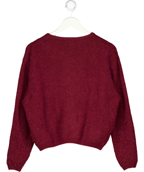 AMERICAN VINTAGE Burgundy Red  Vitow Supersoft  Round-neck Alpaca-blend Cardigan UK S