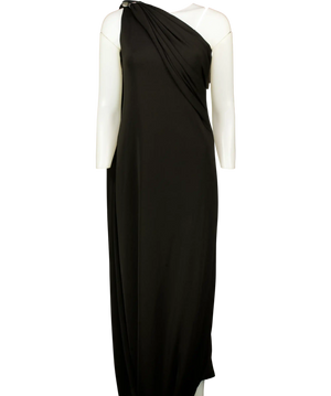 Chats by C.Dam Black One Shoulder Dress With  Silver Detail UK 10