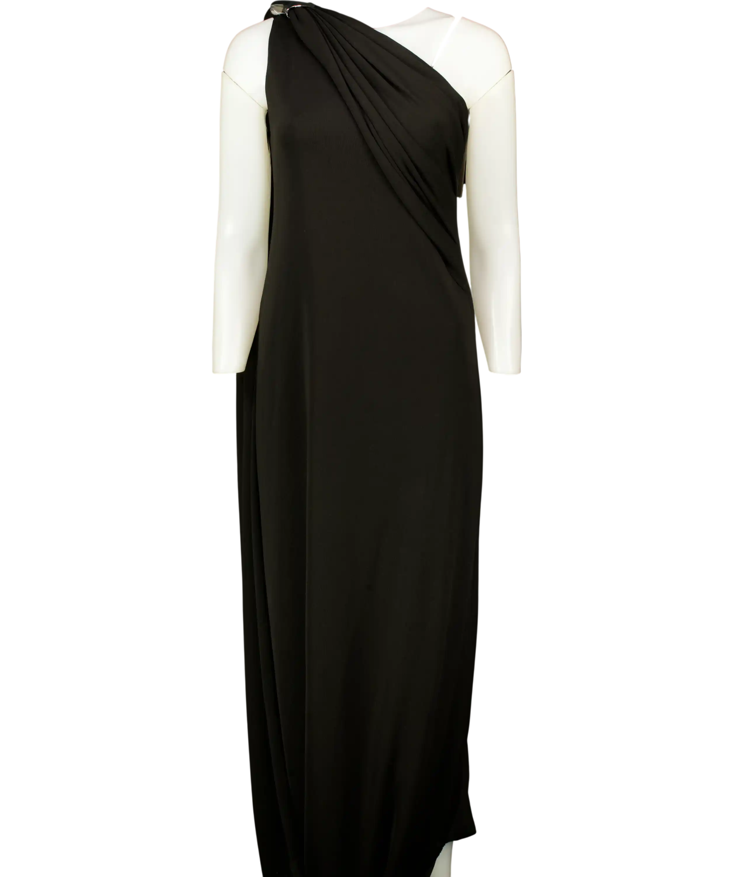 Chats by C.Dam Black One Shoulder Dress With  Silver Detail UK 10