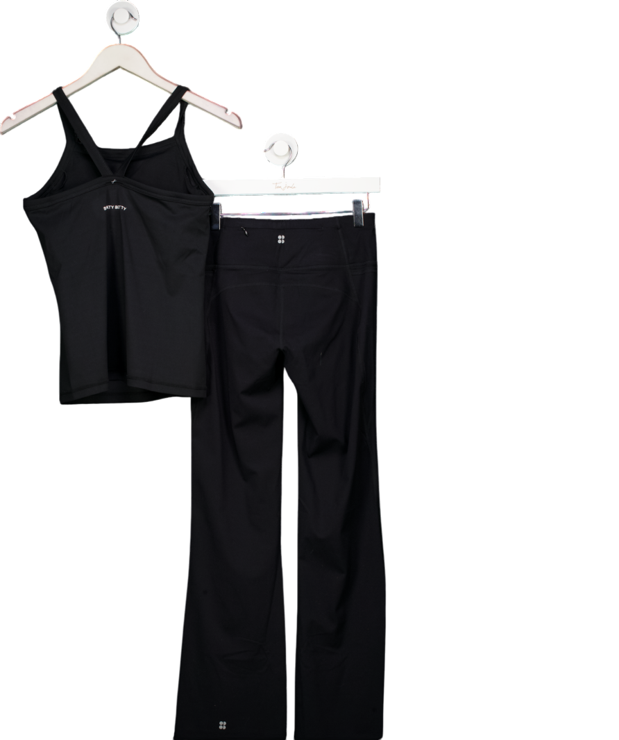 Sweaty Betty Black 2-piece All Day Bra Vest & Power Gym Flared Leggings Set UK S