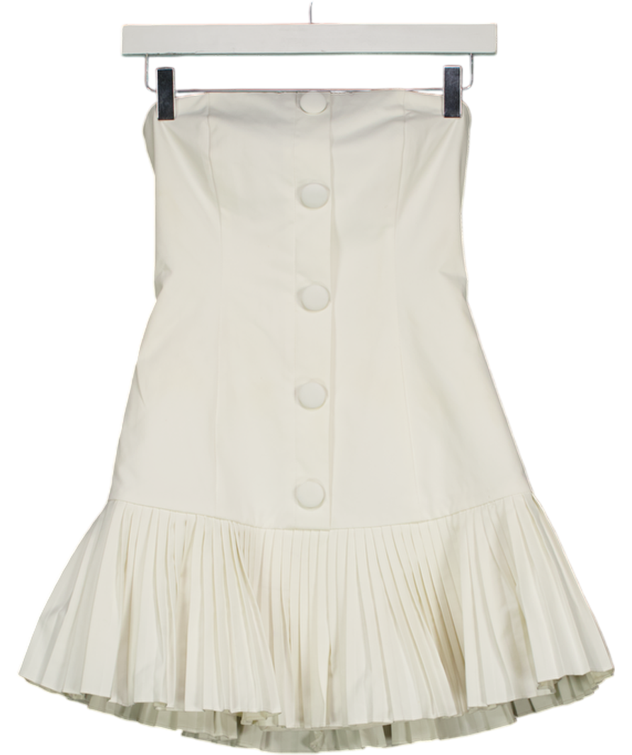 ODDMUSE White The Ultimate Muse Button Up Strapless Mini Dress UK XS