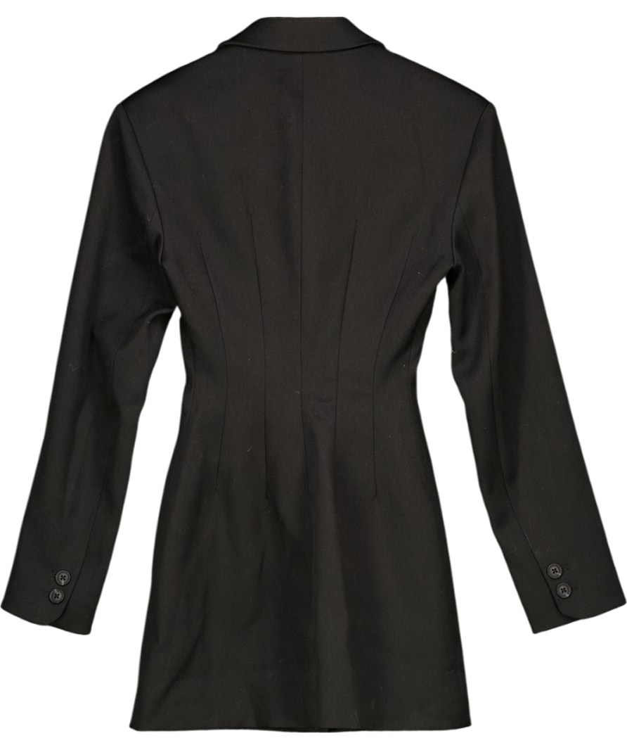 HOUSE OF CB Black Georgia Oversized-shoulder Stretch-woven Blazer Dress UK XS