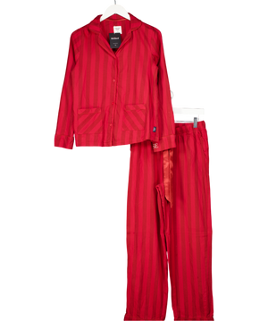 Chelsea Peers Red Organic Cotton Stripe Long Pyjama Set UK 8