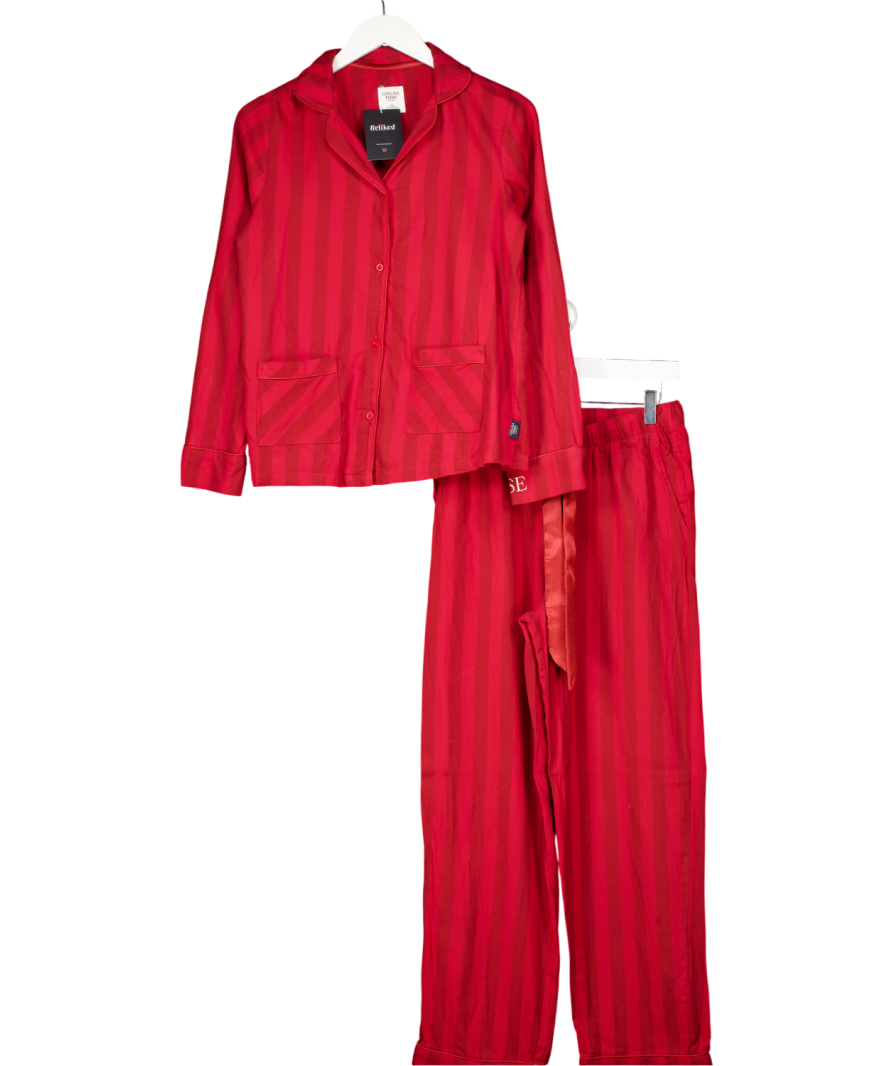 Chelsea Peers Red Organic Cotton Stripe Long Pyjama Set UK 8