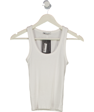 ZARA White Ribbed Strappy Topribbed Top UK S