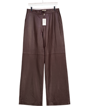 L'AGENCE Dark Brown L'agence - Livvy 100% Lamb Leather Trouser UK 10
