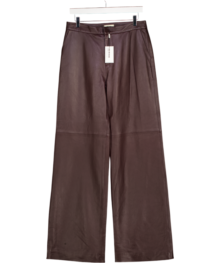L'AGENCE Dark Brown L'agence - Livvy 100% Lamb Leather Trouser UK 10