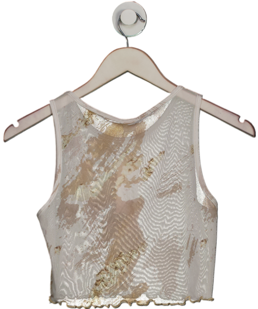 GRACE JACOBS Beige Marble Sand Crop Top UK S
