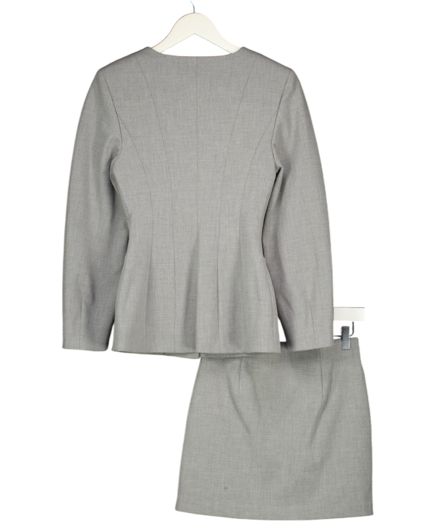 M&S Grey Hourglass Cinched Waist Jacket And Mini Skirt Set UK 6