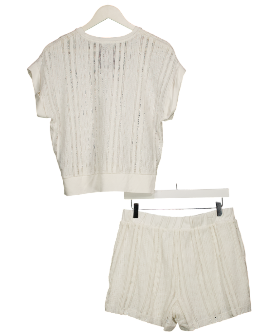 ALLSAINTS 2-piece White Giana Crochet Crew Neck Top & Shorts Set UK M