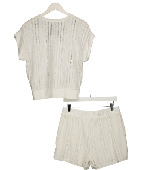 ALLSAINTS 2-piece White Giana Crochet Crew Neck Top & Shorts Set UK M