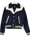 Mother Navy Blue The Western Varsity Bomber Jacket UK L